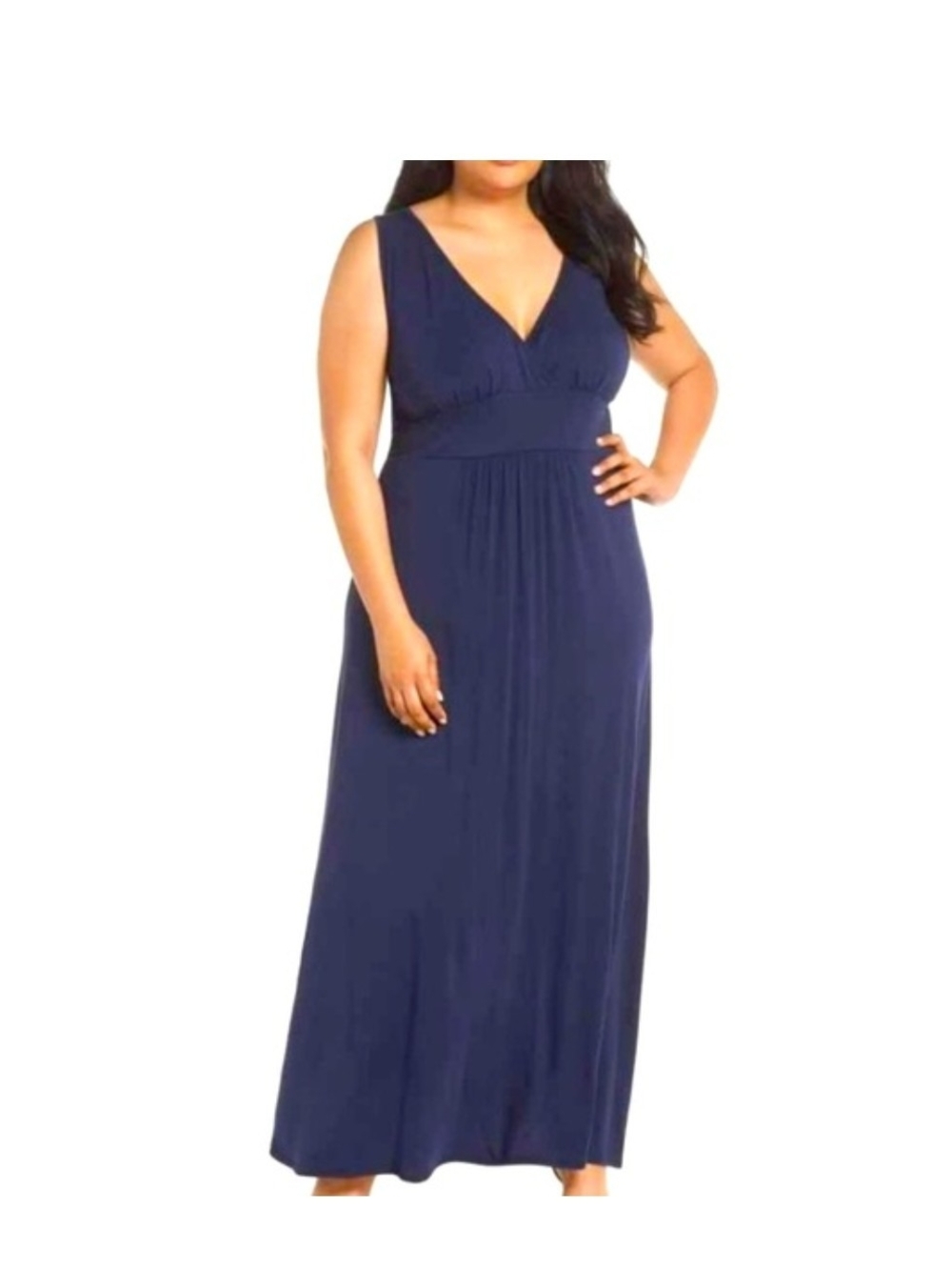 NEW Loveappella Navy V-Neck Maxi Dress 2X